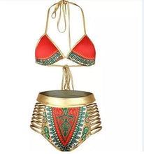 Load image into Gallery viewer, High waist African print 2 piece Swimsuit
