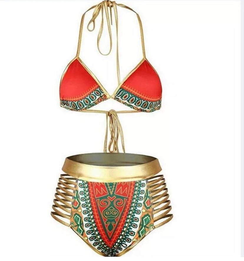 High waist African print 2 piece Swimsuit