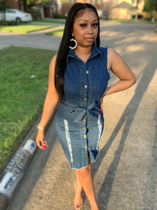 Dress Collection Super Cute Ripped Jean Dress