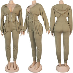 2 piece set Long sleeve hoodie