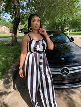 Load image into Gallery viewer, Summer Striped Jumpsuit Lace Up Wide Leg Pants
