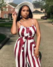 Load image into Gallery viewer, Summer Striped Jumpsuit Lace Up Wide Leg Pants
