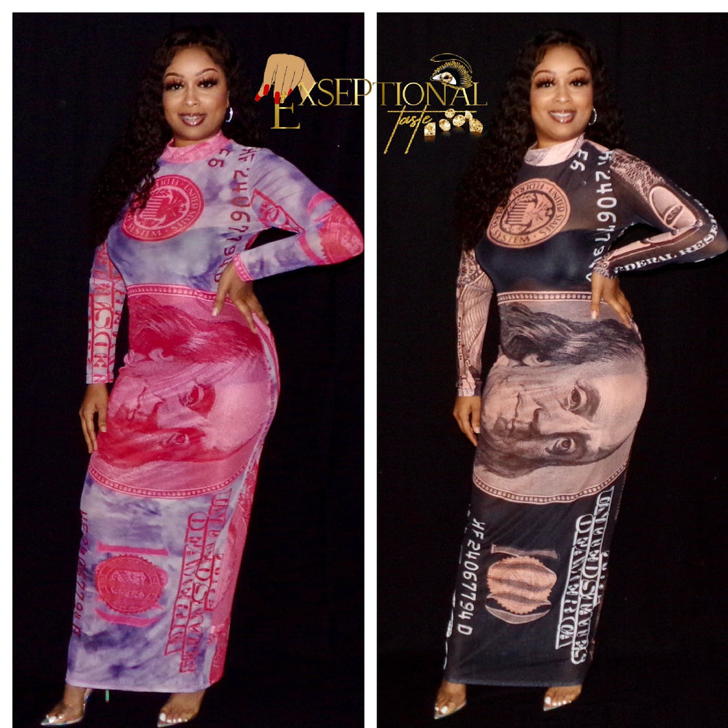 Dress Collection Sexy money print casual dress