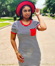 Load image into Gallery viewer, Dress Collection Casual stripe print w/ pocket dress
